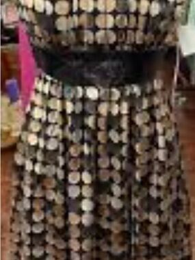 Roulette Black Dress with Gold Sequin Circles